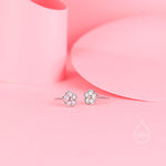 White Opal Flower Stud Earrings in Sterling Silver - Gold or Silver - Opal Forget-me-not - Opal Cluster - Petite Stud Earrings, Fire Opal
