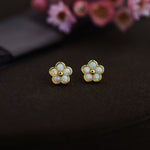 White Opal Flower Stud Earrings in Sterling Silver - Gold or Silver - Opal Forget-me-not - Opal Cluster - Petite Stud Earrings, Fire Opal
