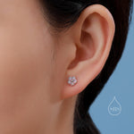 Blue Opal Flower Stud Earrings in Sterling Silver - Gold or Silver - Opal Forget-me-not - Opal Cluster - Petite Stud Earrings, Fire Opal