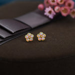 Pink Opal Flower Stud Earrings in Sterling Silver - Gold or Silver - Opal Forget-me-not - Opal Cluster - Petite Stud Earrings, Fire Opal