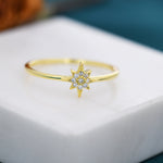 Sterling Silver Starburst Ring - Dainty Star Ring - Stacking Ring