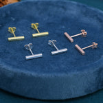Tiny Bar Stud Earrings in Sterling Silver, Silver, Gold or Rose Gold, Skinny Bar Earrings, Delicate Bar Earrings