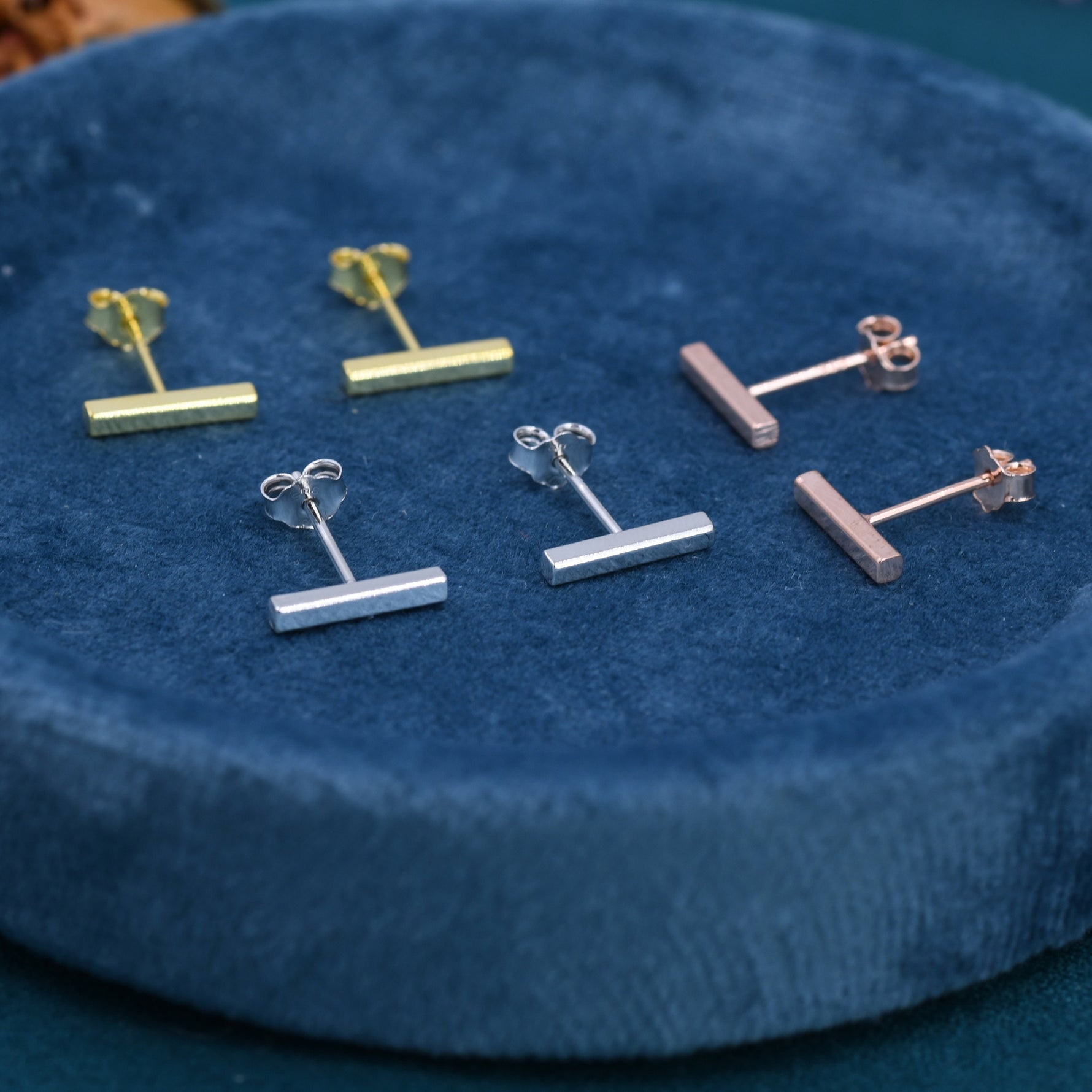 Tiny Bar Stud Earrings in Sterling Silver, Silver, Gold or Rose Gold, Skinny Bar Earrings, Delicate Bar Earrings
