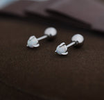 White Opal Screw back Earrings in Sterling Silver, Silver or Gold, Opal Three Prong Earrings, Screwback Earrings, Opal Barbell Earrings