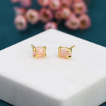 Pink Opal Oval Stud Earrings in Sterling Silver - Gold or Silver - Opal Oval Earrings - Opal Prong Set Earrings, Pink Opal