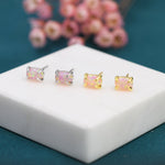 Pink Opal Oval Stud Earrings in Sterling Silver - Gold or Silver - Opal Oval Earrings - Opal Prong Set Earrings, Pink Opal