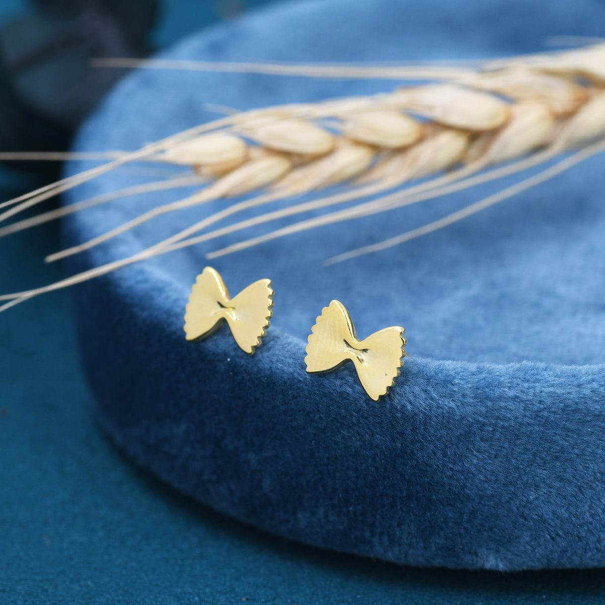 Farfalle Pasta Shape Stud Earrings