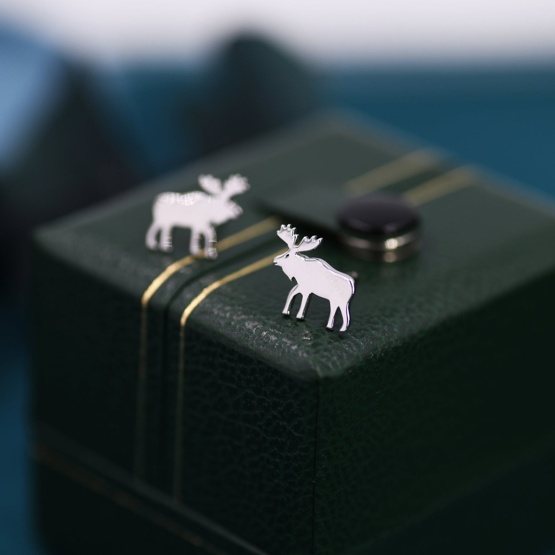 Moose Stud Earrings in Sterling Silver, Moose Deer Earrings, Animal Earrings, Nature Inspired