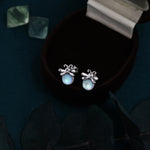 Firefly Stud Earrings in Sterling Silver with Frosted Moonstone - Cute, Fun, Whimsical and Pretty Jewellery