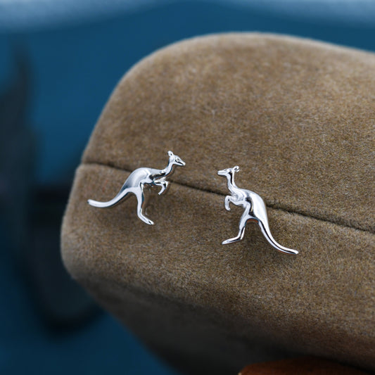 Sterling Silver Kangaroo Stud Earrings, Cute and Quirky Jewellery, Nature, Animal Earrings