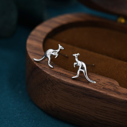 Sterling Silver Kangaroo Stud Earrings, Cute and Quirky Jewellery, Nature, Animal Earrings
