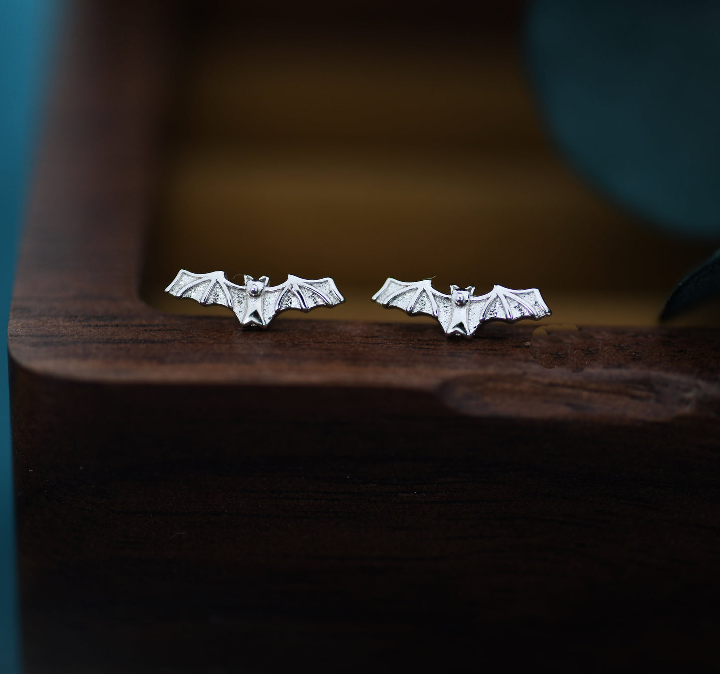 Very Tiny Bat Stud Earrings in Sterling Silver, Silver or Gold or Black, Stacking Earrings, Animal Earrings