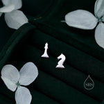 Sterling Silver Chess Knight and Queen 16G Flat Back Earrings