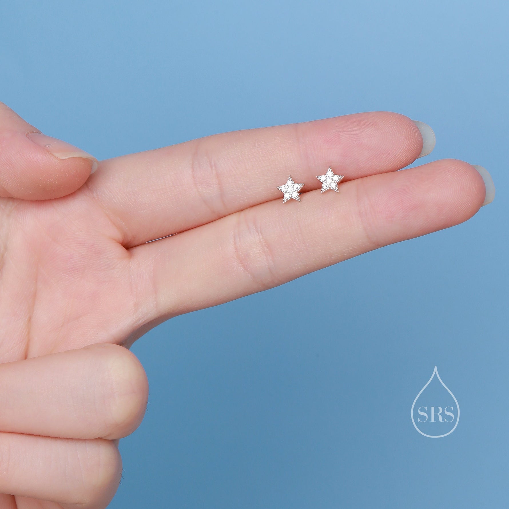 Extra Tiny CZ Star Stud Earrings in Sterling Silver, Silver, Gold or Rose Gold, Star Earrings, Tiny Star Earrings