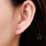 Extra Tiny Opal Trio Stud Earrings in Sterling Silver, Silver or Gold, Three Opal Trinity Stud, Opal trefoil Earrings