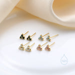 Extra Tiny Opal Trio Stud Earrings in Sterling Silver, Silver or Gold, Three Opal Trinity Stud, Opal trefoil Earrings