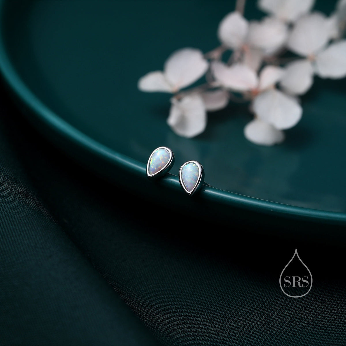 Tiny Opal Droplet Screw Back Earrings in Sterling Silver, Silver or Gold, Opal Drop Stud, White Opal Screw Back Earrings, Fire Opal