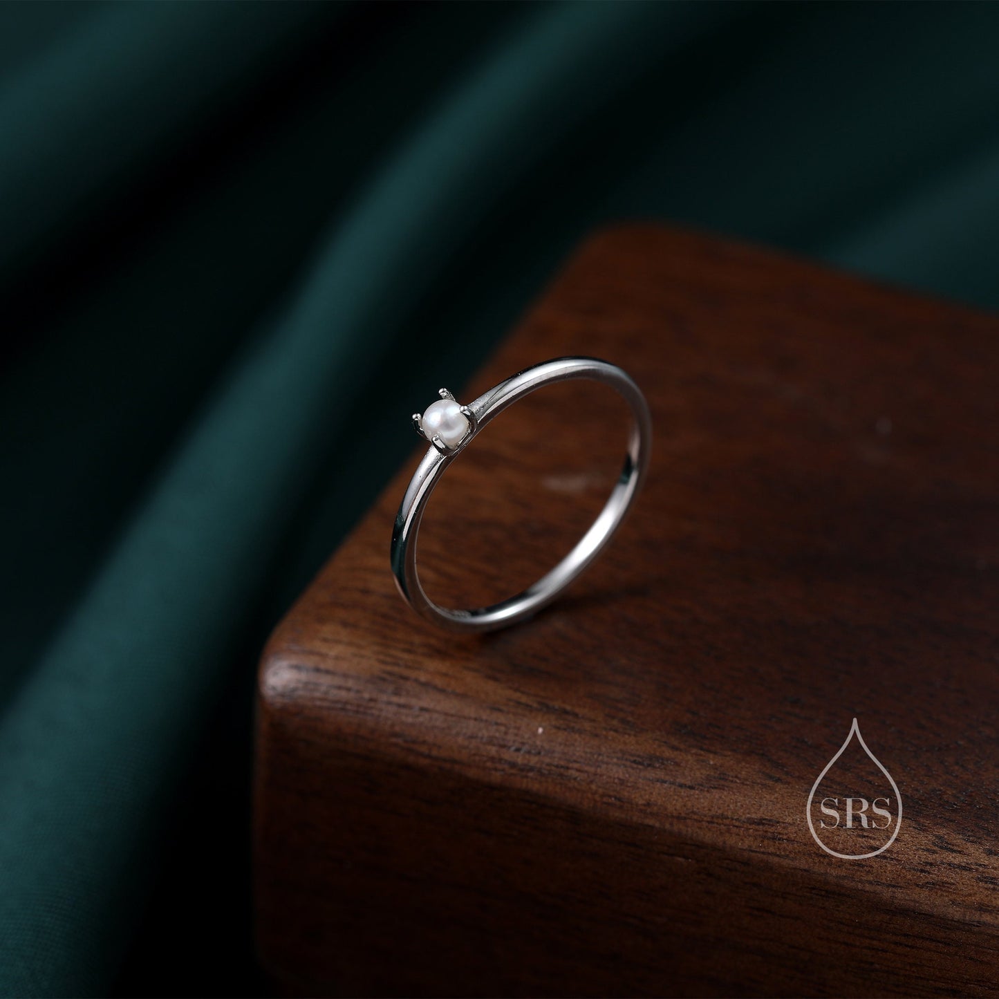 Genuine Tiny Freshwater Pearl Ring in Sterling Silver, Natural Small Pearl Ring, Real Pearl Ring in US 5 - 8