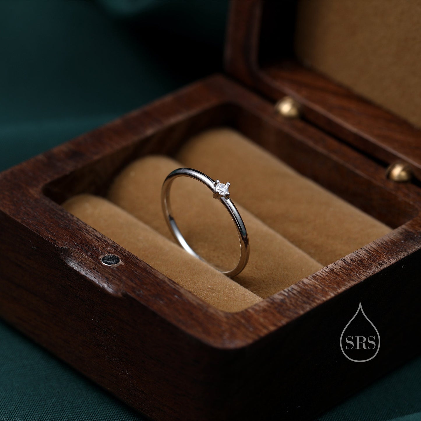 Extra Tiny CZ Ring in Sterling Silver, Skinny CZ Ring, US 5 - 8