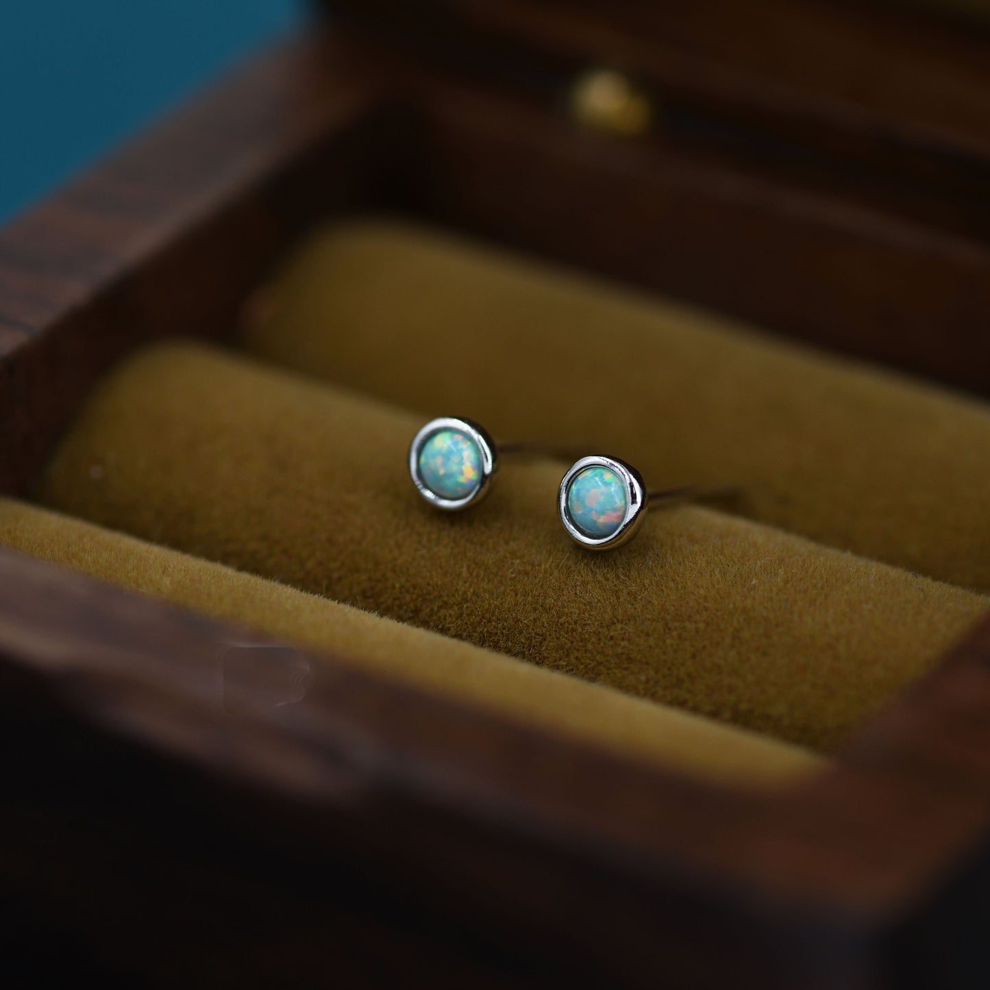 Sterling Silver Tiny Green Opal Stud Earrings, Tiny Opal Earrings, Mint Green Opal, Lab Opal Stud, 3mm Opal Earrings