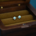 Sterling Silver Tiny Green Opal Stud Earrings, Tiny Opal Earrings, Mint Green Opal, Lab Opal Stud, 3mm Opal Earrings