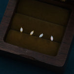 Sterling Silver White Opal Marquise Stud Earrings
