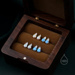 Sterling Silver Tiny Blue Opal and CZ Stud Earrings, Tiny Opal Earrings, Blue Opal, Lab Opal Stud