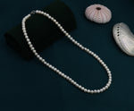 Genuine Freshwater Pearl Necklace in Sterling Silver, Slightly Irregular Shape 5mm Round Fresh Water Pearl Necklace, Men or Women, Unisex