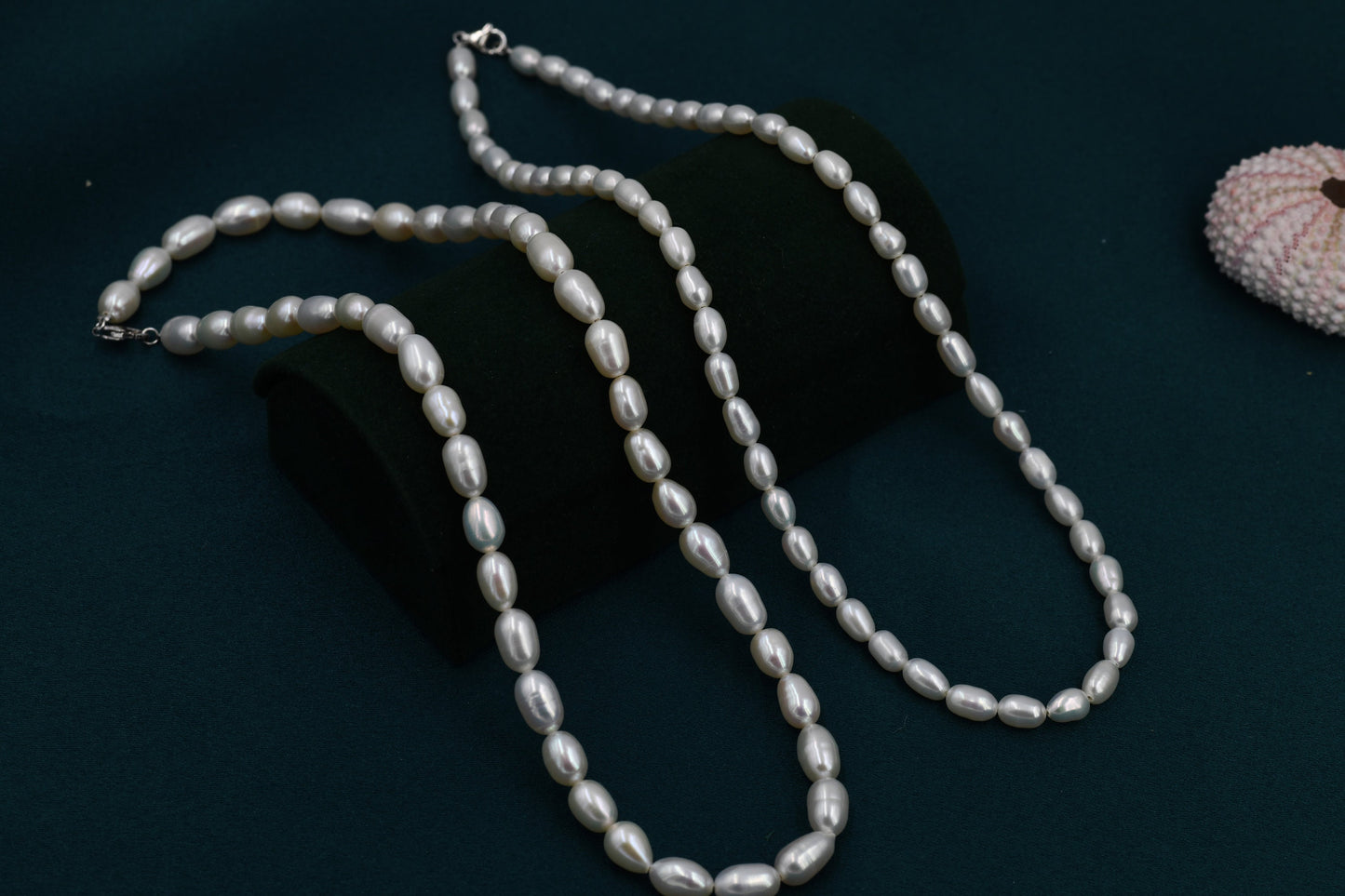 Genuine Freshwater Pearl Necklace in Sterling Silver, Slightly Irregular Shape Oval Round Fresh Water Pearl Necklace, Baroque Pearl Necklace