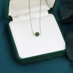 Jade Bead Necklace in Sterling Silver, Jade Necklace, Single Jade Necklace, Genuine Jade Crystal, Natural Jade Stone Necklace