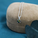Tiny Black Opal Pendant Necklace in Sterling Silver, 5mm Lab Opal Necklace, Single Opal Necklace, Fire Opal Necklace