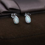 Tiny Opal Droplet Stud Earrings in Sterling Silver, Silver or Gold, Opal Drop Stud,