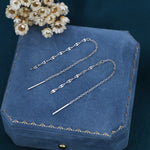 Oval Coin Chain Threader Earrings in Sterling Silver, Silver or Gold, Sparkle Chain Long Ear Threaders, Long Threaders