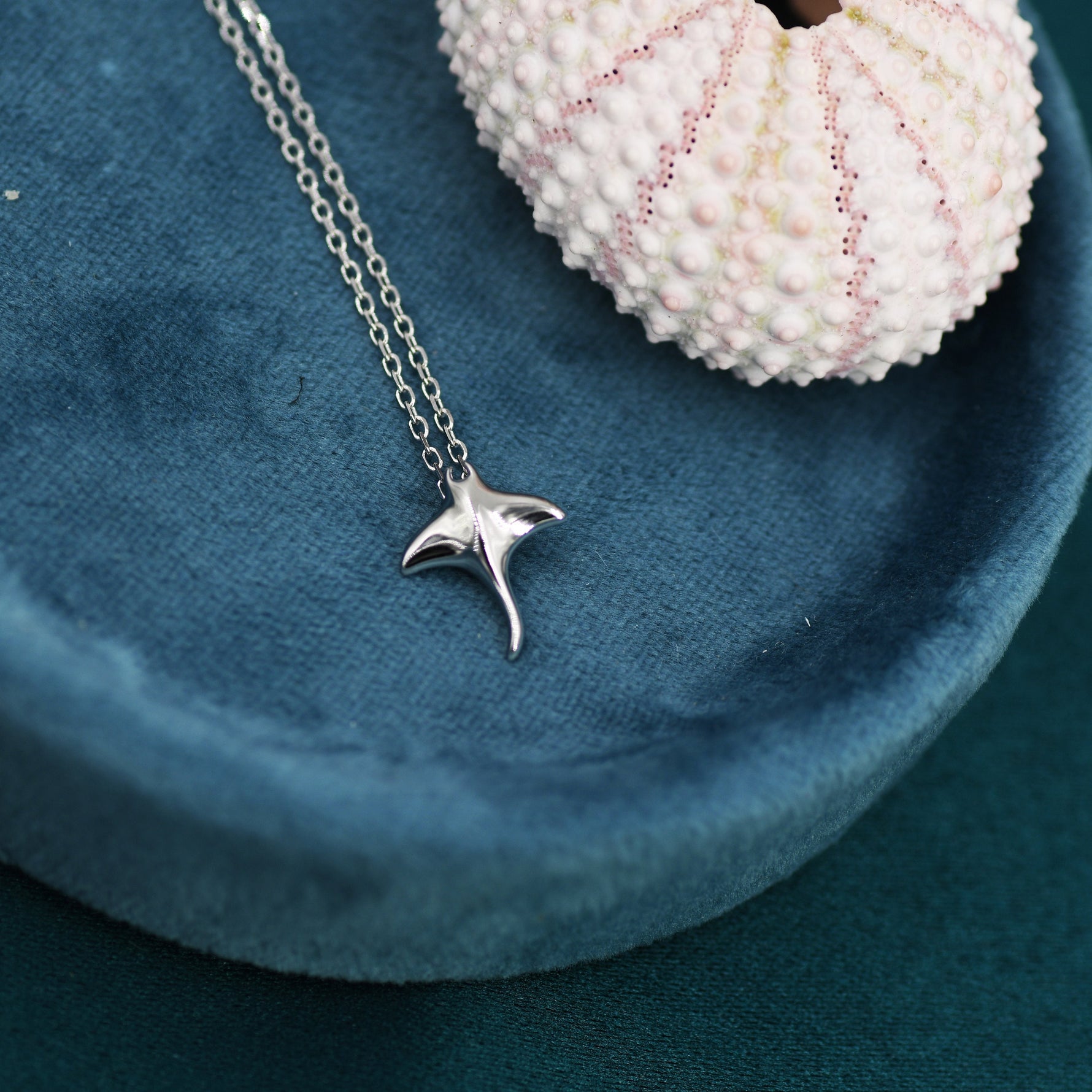 Manta Ray Pendant Necklace in Sterling Silver, Ray Fish Necklace, Stingray Necklace