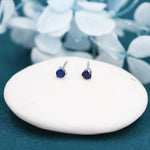 Sapphire Blue CZ Stud Earrings in Sterling Silver, Silver or Gold, 3mm, Three Prong, Blue Stacking Earrings, September Birthstone