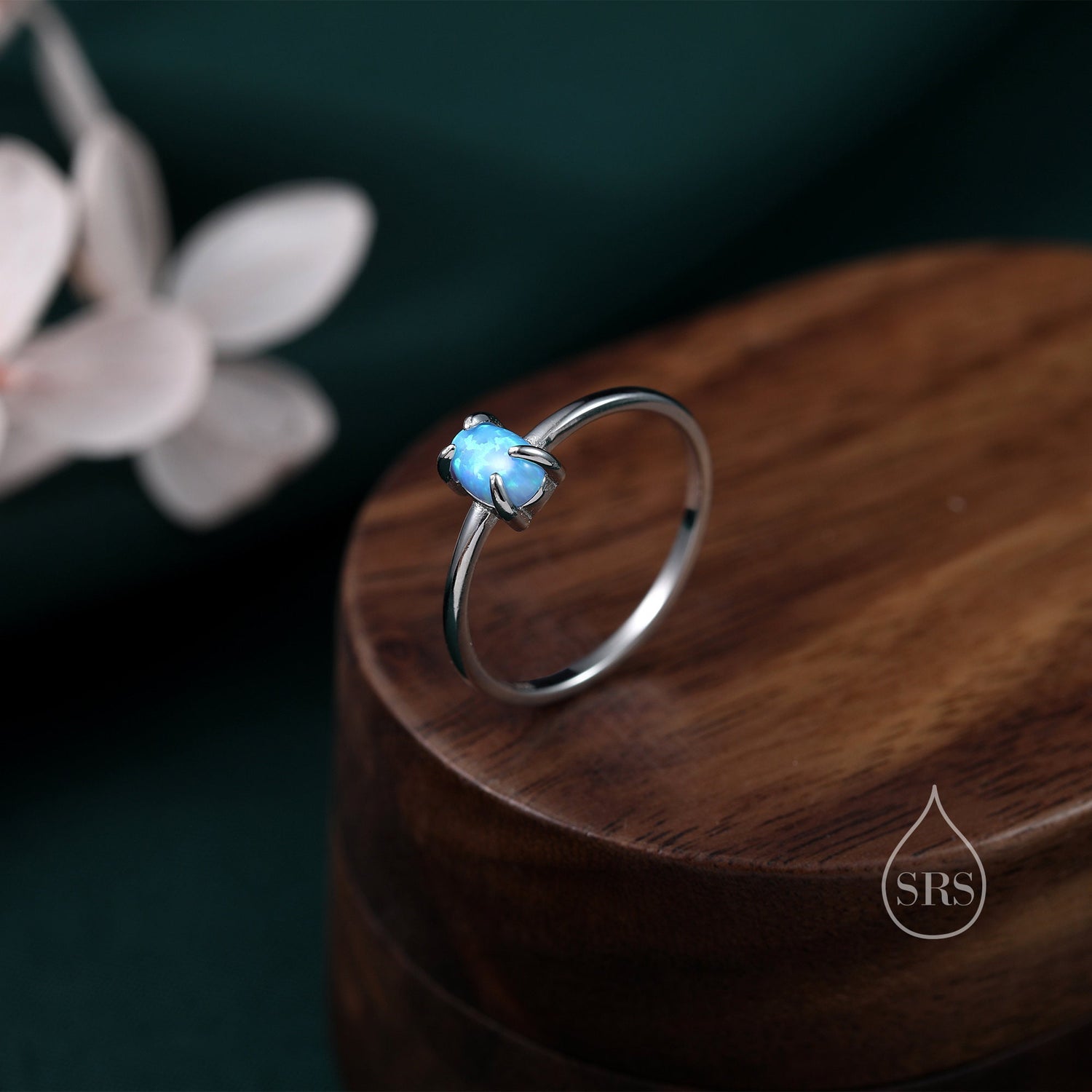 Blue Opal Oval Gemstone Ring