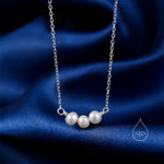 Genuine Pearl Trio Choker Necklace in Sterling Silver, Genuine Freshwater Pearls, Natural Keshi Pearl Necklace, Three Pearl Necklace