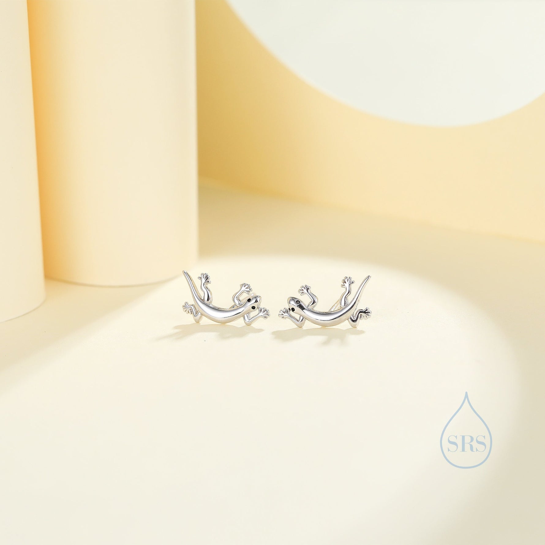Lizard Stud Earrings in Sterling Silver, Silver or Gold, Lizard Earrings, Fish Earrings, Silver Lizard Earrings