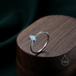 Fire Opal Marquise Ring in Sterling Silver, US 5 - 8, Single Opal Marquise Ring, Silver Opal Ring, Lab Opal Stone Ring, White Opal Ring