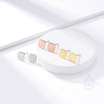 Hammered Square Stud Earrings in Sterling Silver, Silver or Gold or Rose Gold, Square Earrings, Fun and Quirky Jewellery