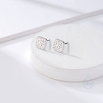 Hammered Square Stud Earrings in Sterling Silver, Silver or Gold or Rose Gold, Square Earrings, Fun and Quirky Jewellery
