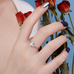 White Opal Marquise and CZ Ring in Sterling Silver, US 5 - 8, Vintage Inspired, 4x8mm, Lab Opal Stone Ring, Fire Opal Ring