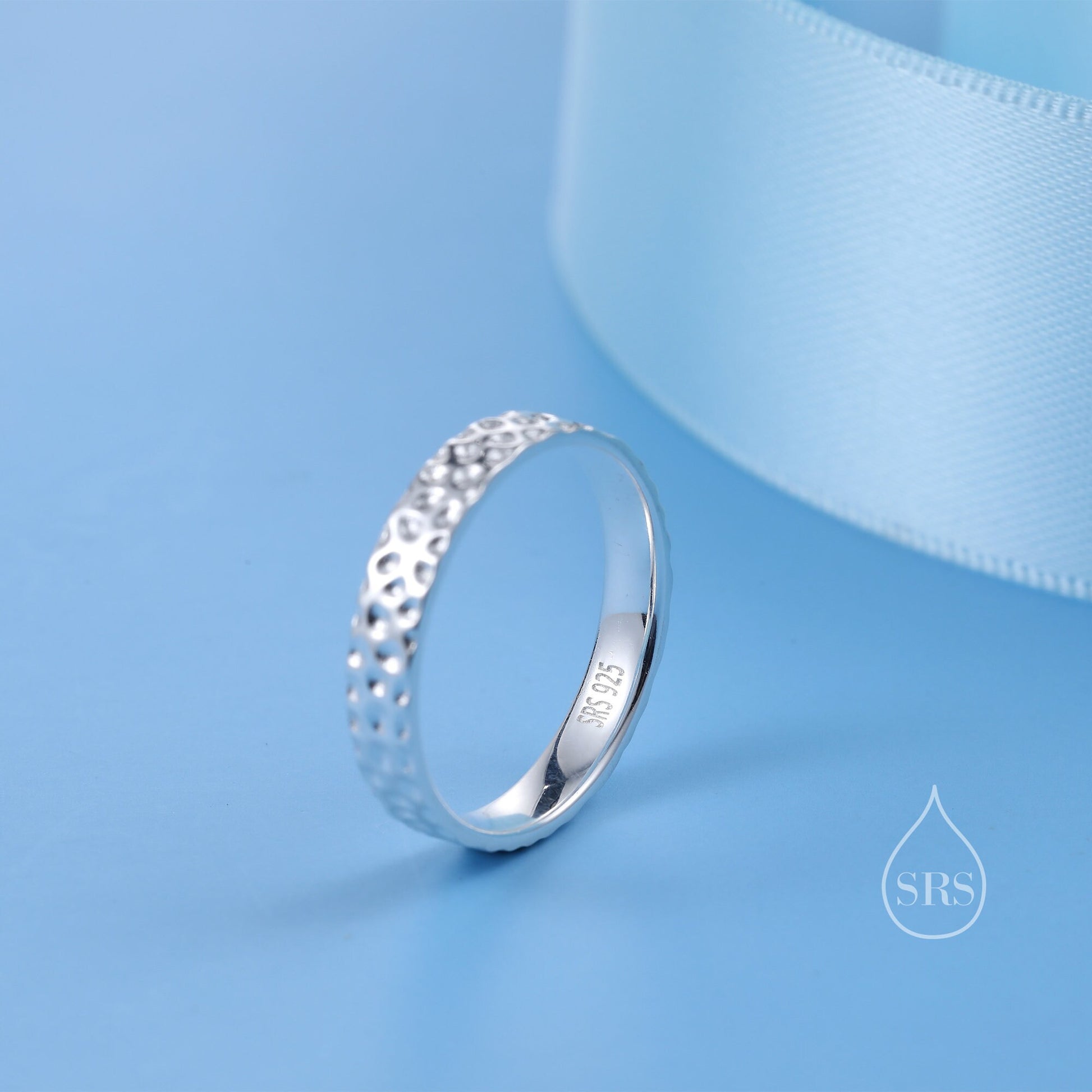 Sterling Silver Hammered Ring, Silver Band Hammered Finish, US 5-8, Organic Shape Hammered Ring