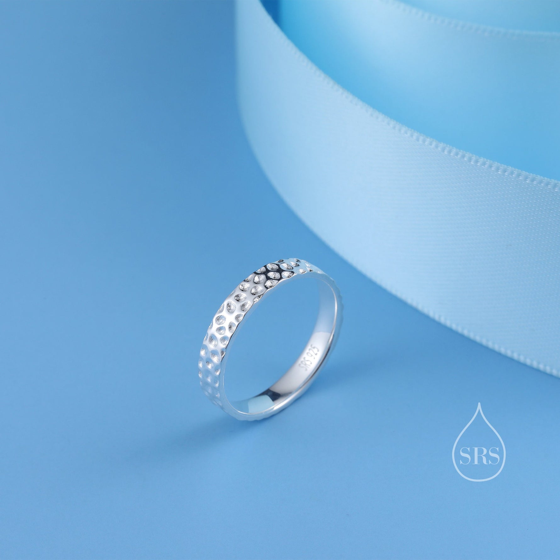 Sterling Silver Hammered Ring, Silver Band Hammered Finish, US 5-8, Organic Shape Hammered Ring