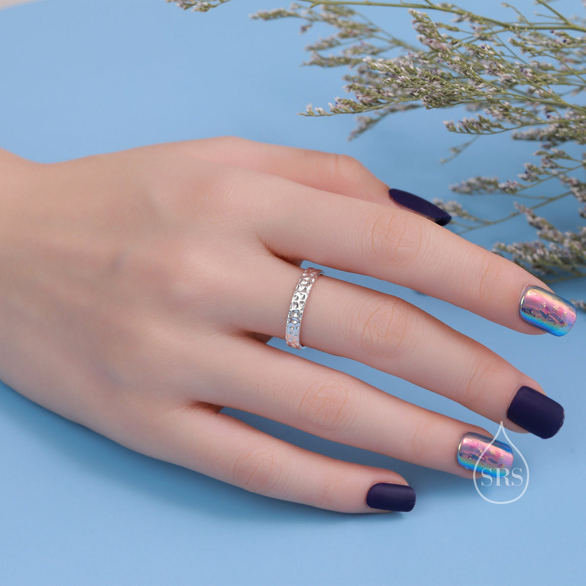 Organic Shape Hammered Stacking Ring