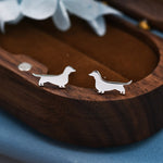 Sausage Dog Stud Earrings in Sterling Silver, Silver or Gold, Dachshund Dog Earrings, Dog Earrings, Silver Dog Earrings