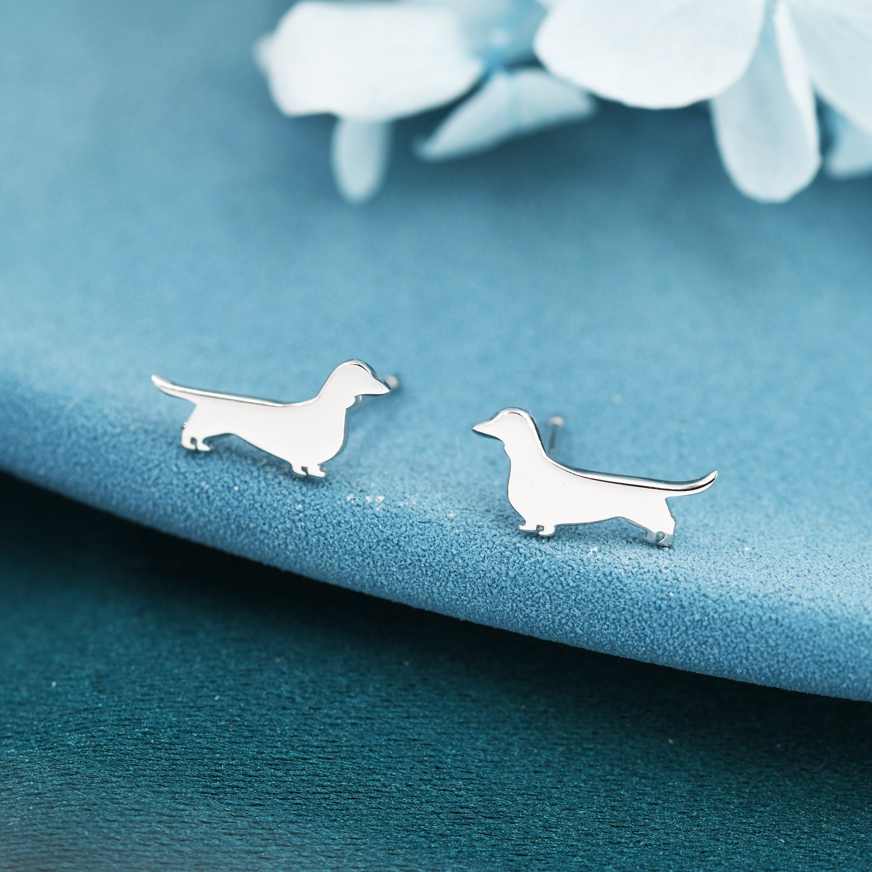 Sausage Dog Stud Earrings in Sterling Silver, Silver or Gold, Dachshund Dog Earrings, Dog Earrings, Silver Dog Earrings