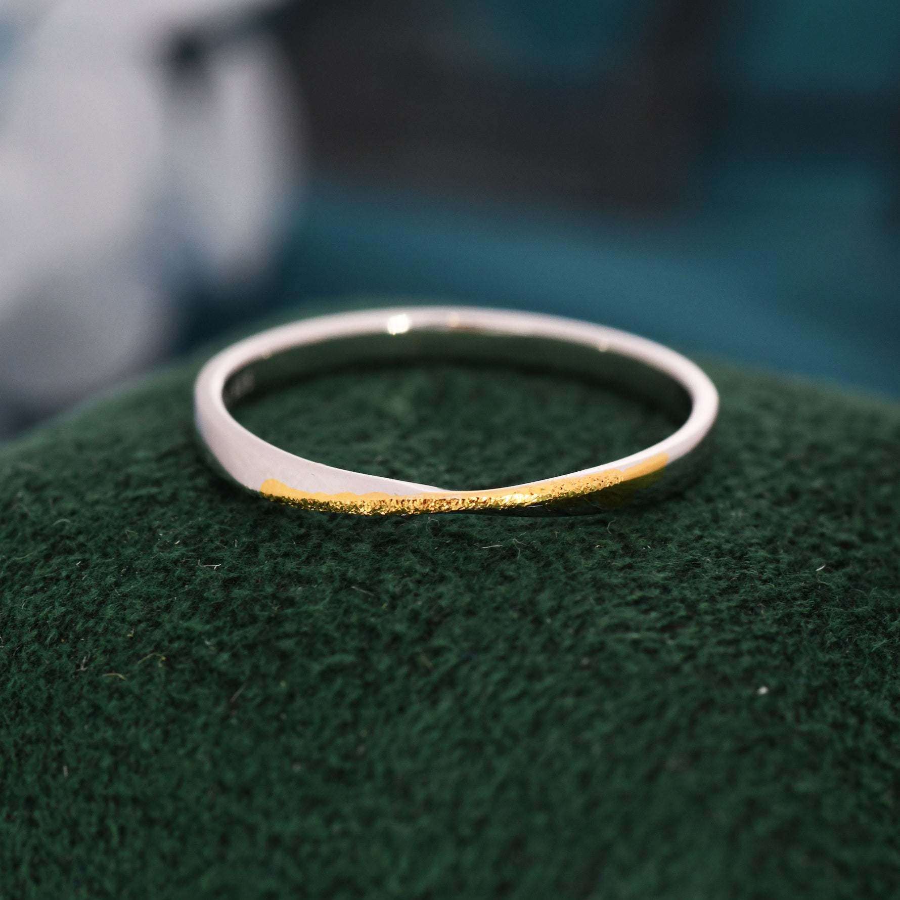 Mobius Ring in Sterling Silver with Partial Gold Coating, Mobius Strip Ring, Silver Mobius Circle Ring, Infinity Ring, US 5 6 7 8 Size