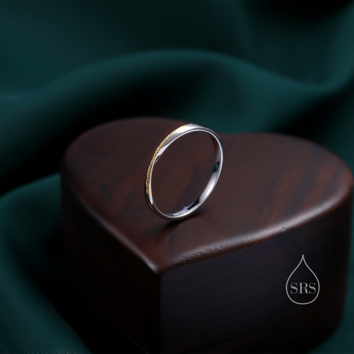 Mobius Ring in Sterling Silver with Partial Gold Coating, Mobius Strip Ring, Silver Mobius Circle Ring, Infinity Ring, US 5 6 7 8 Size