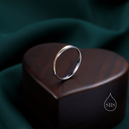 Mobius Ring in Sterling Silver with Partial Gold Coating, Mobius Strip Ring, Silver Mobius Circle Ring, Infinity Ring, US 5 6 7 8 Size